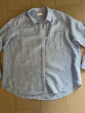 GAP 100% Linen Blue Woman's Shirt Blouse-XXL